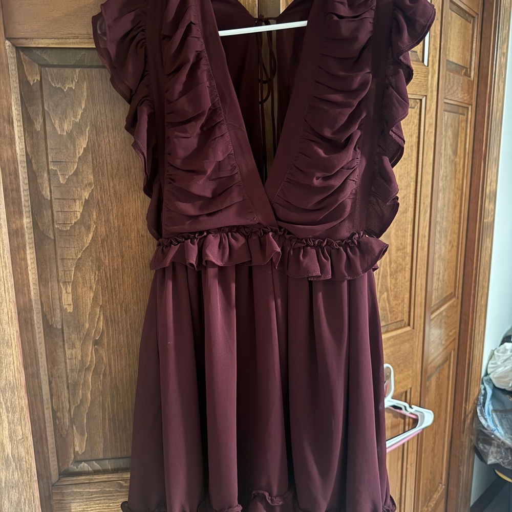 Ruffled Burgundy Boutique Dress
